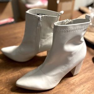 White Block Heel Ankle Booty Size 8